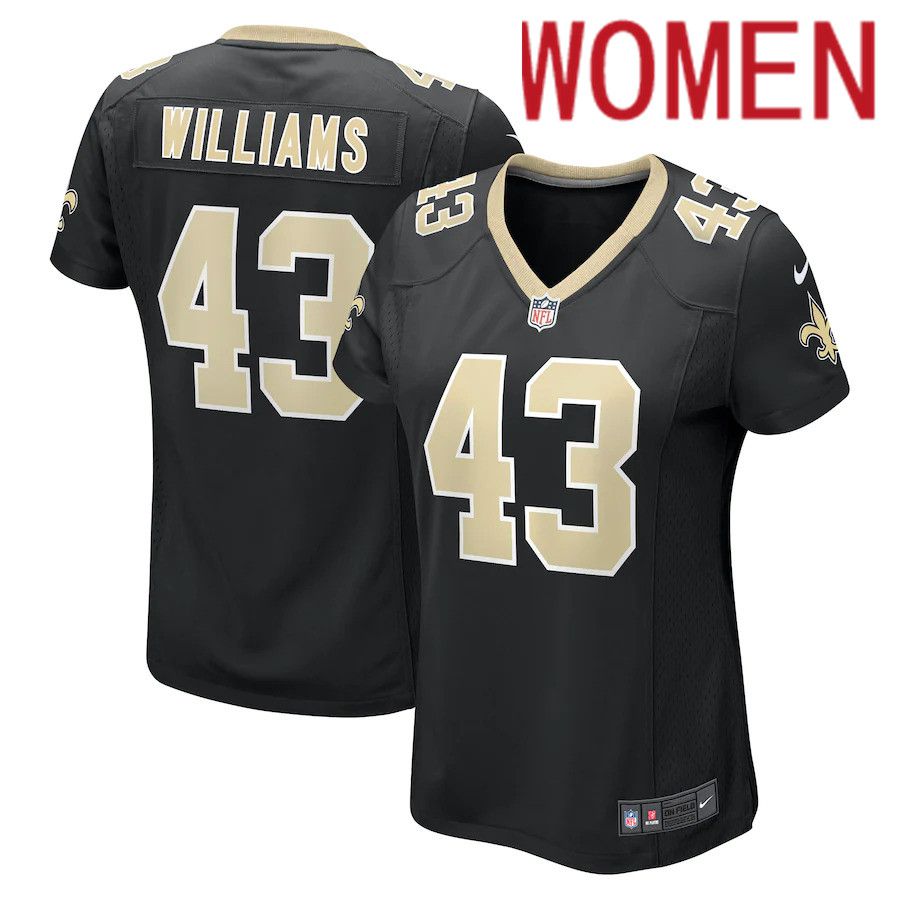 Women New Orleans Saints #43 Marcus Williams Nike Black Game NFL Jersey->women nfl jersey->Women Jersey